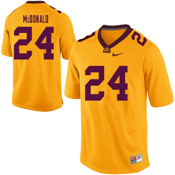 Men #24 Bishop McDonald Minnesota Golden Gophers College Football Jerseys Sale-Yellow